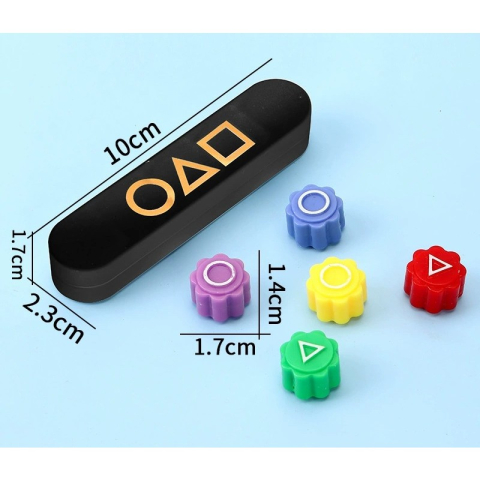 Joc de societate multicolor 10 x 2,3 x 1,7 cm, tip Gonggi coreean, 5 piese cu simboluri si cutie [8]