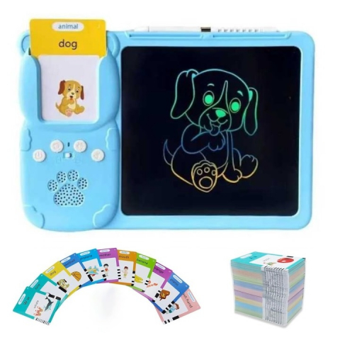 Jucării educative - Joc educativ cu tableta de 8.5 inch pentru copii 3-7 ani, invatare engleza, asociere 224 cuvinte cu imagini - Albastru