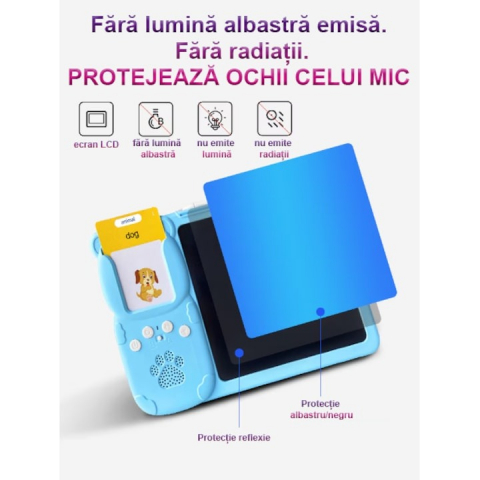 Joc educativ cu tableta de 8.5 inch pentru copii 3-7 ani, invatare engleza, asociere 224 cuvinte cu imagini - Roz [4]