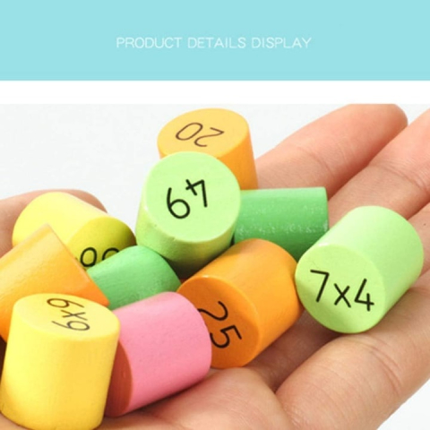 Joc educativ din lemn pentru invatarea tablei inmultirii, 22x22 cm, piese imprimate fata-verso, culori diferentiate, dezvoltare logica si memorie, +7 ani [4]