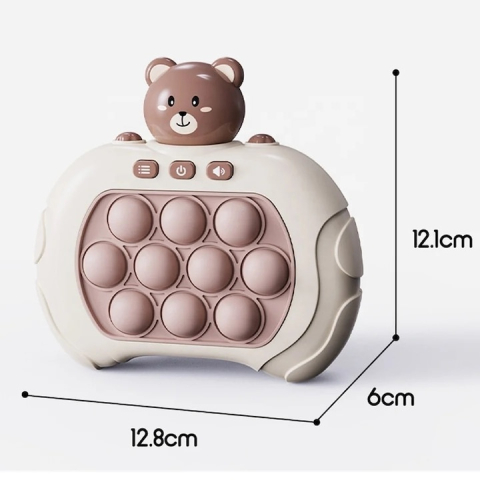 Joc electronic educativ pentru copii, Pop It Maxlife MXPS-100, 4 functii interactive, lumini si sunete, model Ursulet Alb-Maro – jucarie portabila pentru dezvoltarea atentiei si coordonarii [8]