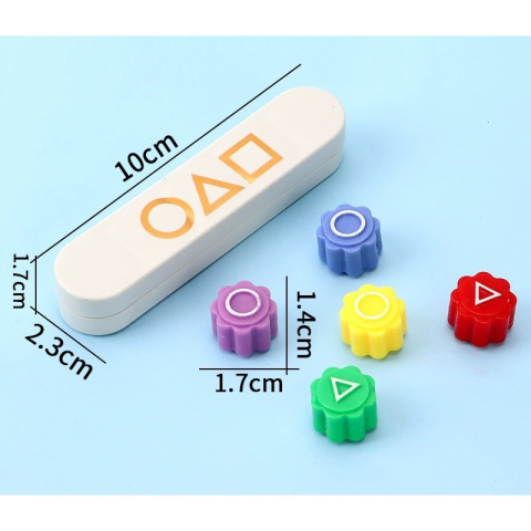 Joc Gonggi traditional coreean, set 5 piese multicolore cu simboluri geometrice si cutie [1]