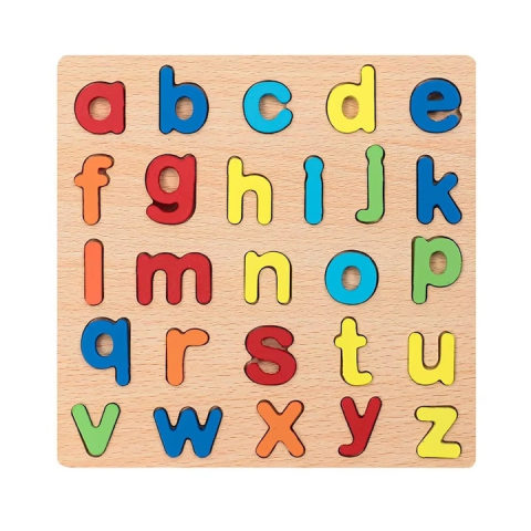 Joc Montessori din lemn cu alfabet, multicolor, 26 litere, puzzle educativ pentru invatarea literelor, dezvoltarea atentiei si coordonarii [2]