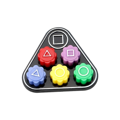 JOCURI ȘI JUCĂRII - Joc multicolor 7 x 6,5 x 0,7 cm tip Gonggi coreean cu 5 piese, suport triunghiular