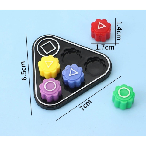 Joc multicolor 7 x 6,5 x 0,7 cm tip Gonggi coreean cu 5 piese, suport triunghiular [5]