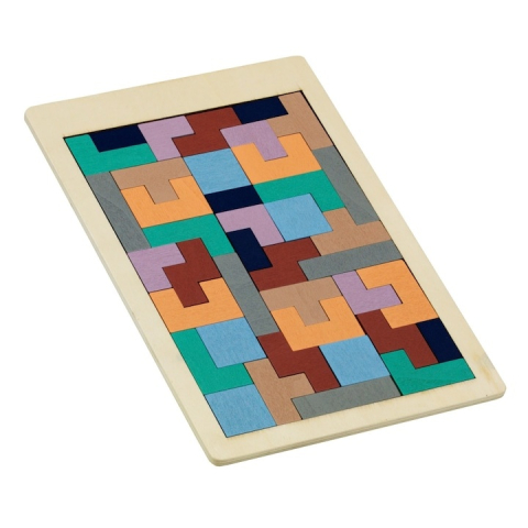 Joc puzzle pentru copii, tetris, educativ, 40 piese, lemn, culori pastelate, 3+ ani, 26.5 x 17.7 cm [5]