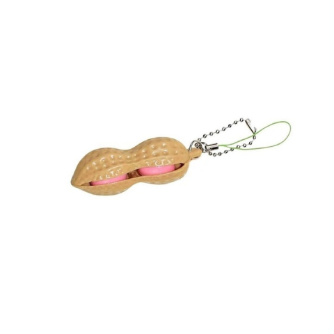 Jucarie antistres, fidget, model aluna, tip breloc, plastic si silicon, 6 x 1.8 cm, crem/roz [1]