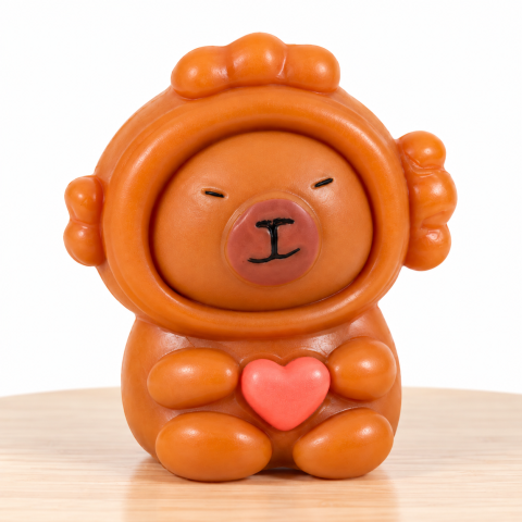 Jucarie antistres squishy maro 7,5 x 6,5 cm, Capybara cu inimioara [2]