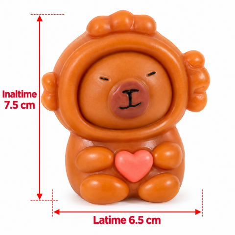 Jucarie antistres squishy maro 7,5 x 6,5 cm, Capybara cu inimioara [1]