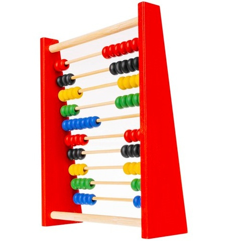 Jucarie educativa din lemn pentru invatarea numararii, abac cu 100 bile colorate si 10 randuri matematice [9]