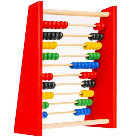 Jucarie educativa din lemn pentru invatarea numararii, abac cu 100 bile colorate si 10 randuri matematice [4]