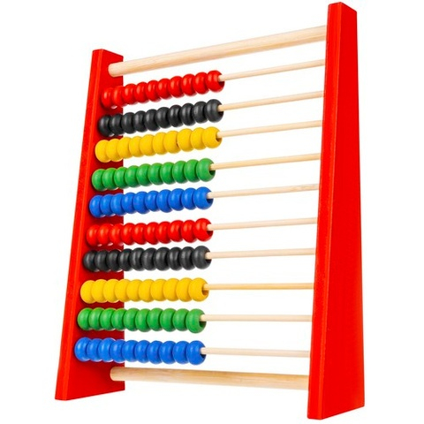 Jucarie educativa din lemn pentru invatarea numararii, abac cu 100 bile colorate si 10 randuri matematice [8]