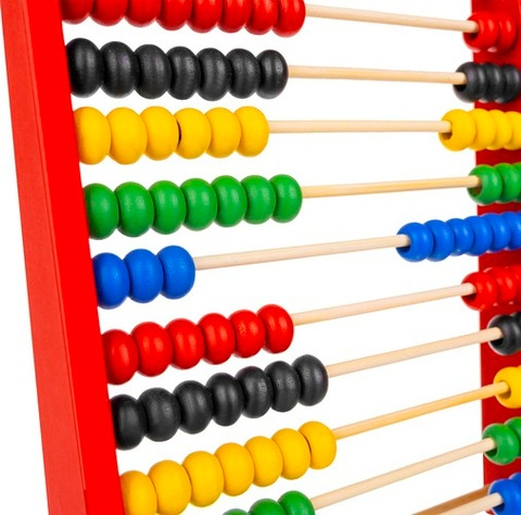 Jucarie educativa din lemn pentru invatarea numararii, abac cu 100 bile colorate si 10 randuri matematice [10]