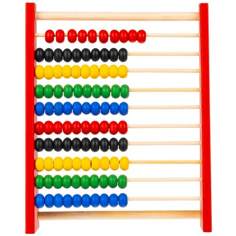 JOCURI ȘI JUCĂRII - Jucarie educativa din lemn pentru invatarea numararii, abac cu 100 bile colorate si 10 randuri matematice