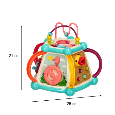 Jucarie educativa, tip cub, 7 in 1, functii multiple, plastic, 26 cm x 26 cm x 21 cm, multicolor [1]