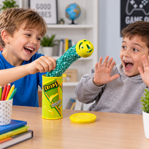 Jucarie farsa sarpe surpriza in cutie de chips, verde si galben [1]
