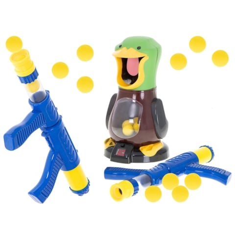 Alte jucării - Jucarie interactiva de tras la tinta pentru copii, model ratusca, cu pistol cu aer si 10 cartuse din spuma, ecran LCD pentru scor, dezvoltarea coordonarii si concentrarii, multicolor