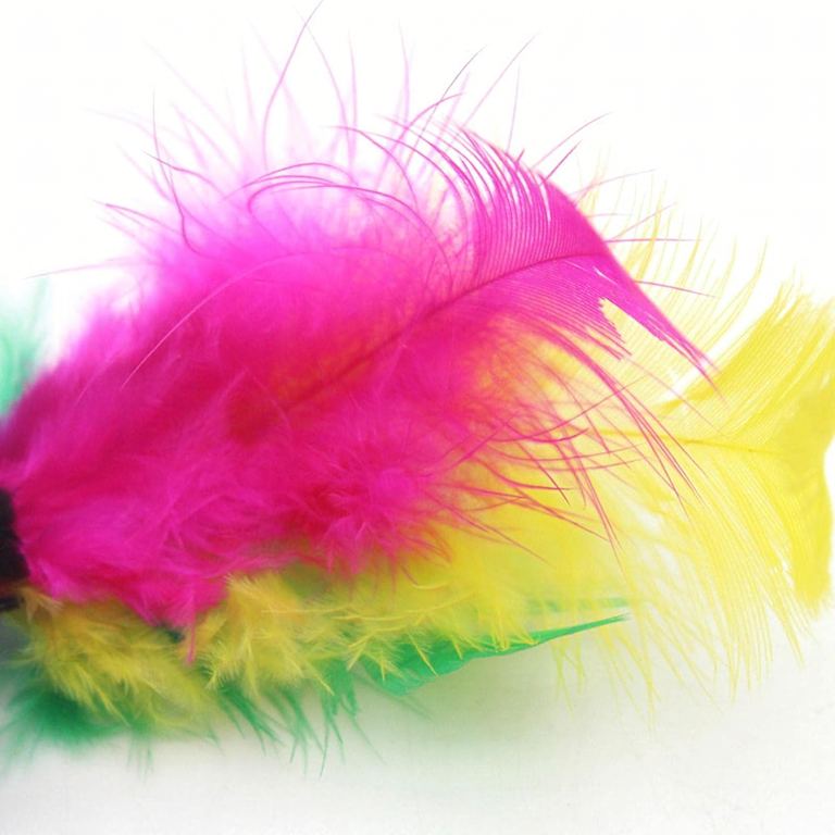 Jucarie interactiva pentru pisici multicolor, 6 cm, soricel cu pene in bila tip cusca, pentru joaca, miscare si stimularea instinctului de vanatoare [7]