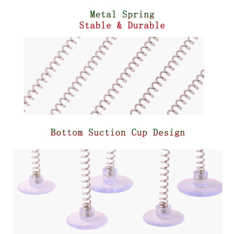 Jucarie interactiva pentru pisici, ventuza, minge din plus, cu clopotel, arc flexibil, 23 cm, albastru [3]