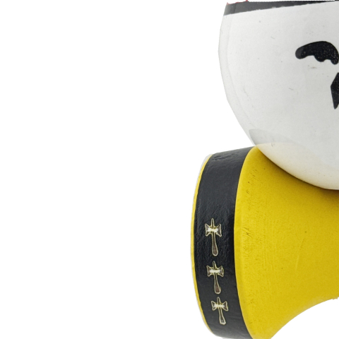 Kendama profesionala Big Cups V2 Super Sticky, model Rege, rulment metalic, lemn rezistent, ata 55 cm, 18.5 cm, galben [5]