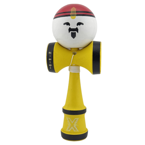 JOCURI ȘI JUCĂRII - Kendama profesionala Big Cups V2 Super Sticky, model Rege, rulment metalic, lemn rezistent, ata 55 cm, 18.5 cm, galben