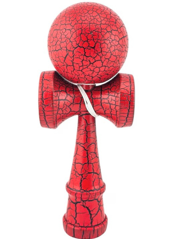 JOCURI ȘI JUCĂRII - Kendama rosu-negru 18 cm din lemn cu bila si snur