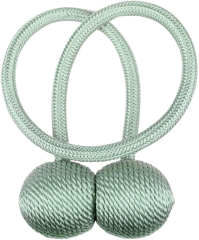 CASA & GRADINA - Kit 2 accesorii magnetice pentru prinderea perdelelor si draperiilor, snur textil, 44 cm, verde menta