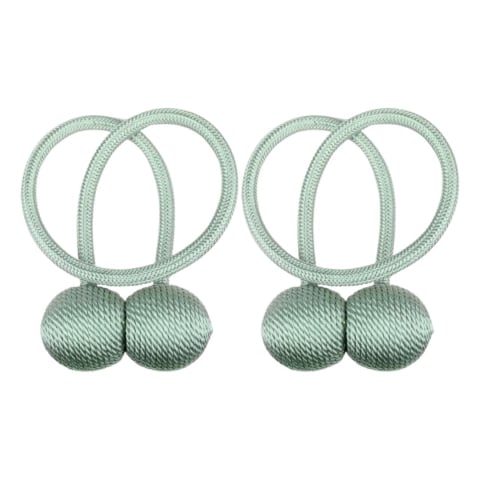Magneti draperii - Kit 2 accesorii magnetice pentru prinderea perdelelor si draperiilor, snur textil, 44 cm, verde menta