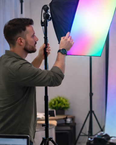 Kit 2 LED E27 RGB 50W, 2 softboxuri, geanta pentru transport, 2 telecomenzi pentru control individual, suport reglabil 200cm [3]