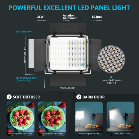 Kit 2 Panouri Neewer Bi color 530 LED, trepiezi 200 cm, cabluri alimentare, gentute transport [6]
