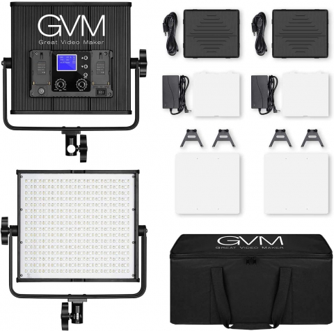 Kit 2 Panouri RGB, GVM 50RS, 384 LED, trepiezi 200 cm inclusi, geanta transport si accesorii [3]