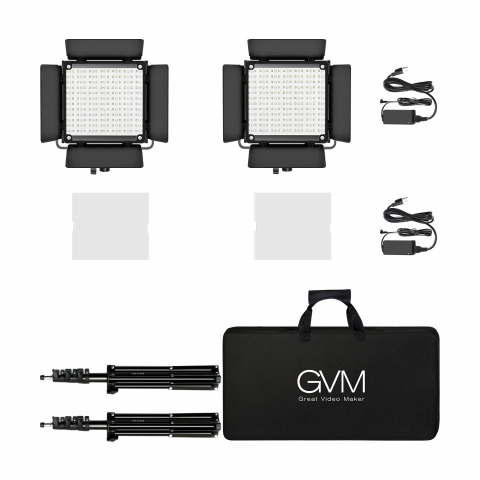 Kit 2 Panouri RGB, GVM 800D, 252 LED, trepiezi 200 cm inclusi, geanta transport si accesorii [3]