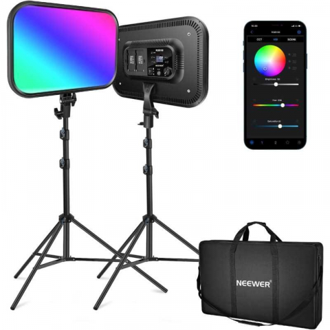 Kit 2 panouri Neewer, RGB LED, 2500-8500K, 60W, trepiezi 200 cm, geanta pentru transport inclusa [1]