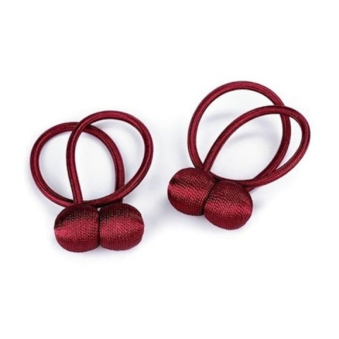 CASA & GRADINA - Kit 2 prinderi magnetice pentru perdele si draperii, snur decorativ impletit, 44 cm, rosu bordo