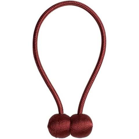 Kit 2 prinderi magnetice pentru perdele si draperii, snur decorativ impletit, 44 cm, rosu bordo [5]