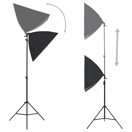 Kit de 2 softboxuri, 2 trepiezi reglabili 200 cm, 2 becuri foto 45W, 2 genti de transport incluse [3]
