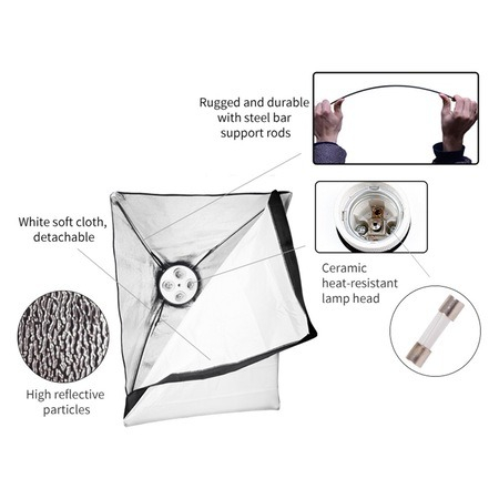 Kit de 2 softboxuri, soclu de 4 becuri, 2 trepiezi reglabili 200 cm, 8 becuri LED 20W, geanta de transport inclusa [4]
