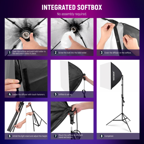 Kit 2 softbox Neewer, becuri LED RGB 24W, trepiezi 200 cm, geanta transport, control prin aplicatie [2]