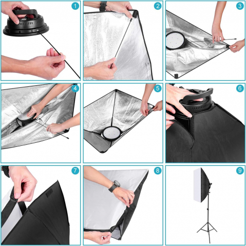 Kit de 2 softboxuri, cu 2 trepiezi reglabili 200 cm, 2 panouri LED Bi color, de 45W, temperatura culorii reglabila, geanta de transport inclusa, Hakutatz [2]