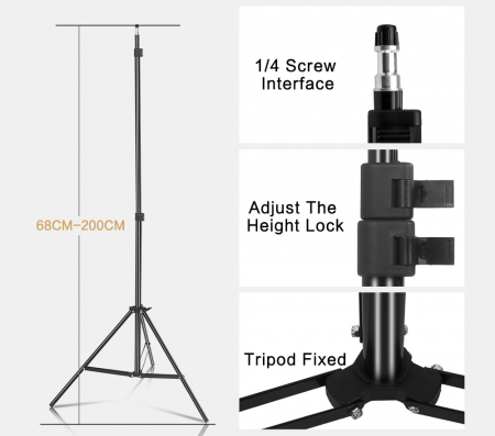 Kit de 2 softboxuri, cu 2 trepiezi reglabili 200 cm, 2 panouri LED Bi color, de 45W, temperatura culorii reglabila, geanta de transport inclusa, Hakutatz [5]