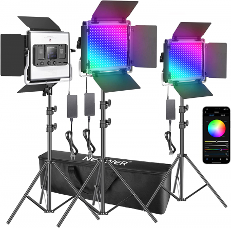 Panouri Led - Kit 3 Panouri Neewer RGB,450 LED,trepiezi 200 cm inclusi,geanta transport