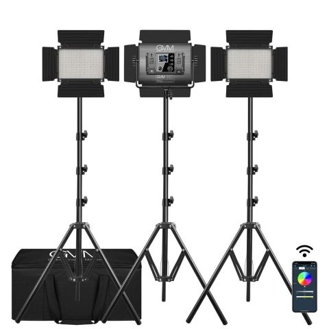 ECHIPAMENTE FOTO - Kit 3 Panouri Bi color, GVM 680RS, 560 LED, trepiezi 200 cm inclusi, geanta transport si accesorii