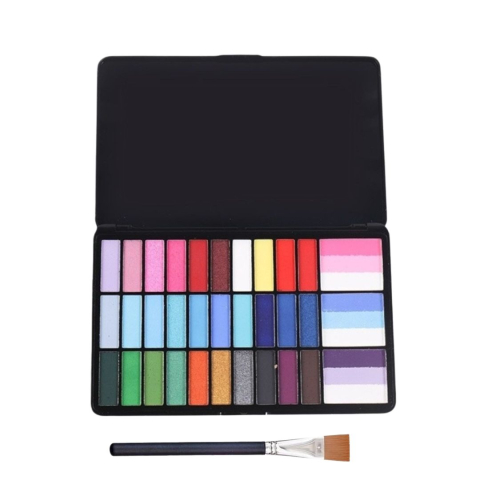 JOCURI ȘI JUCĂRII - Kit complet face painting cu 39 culori vibrante si pensula pentru aplicare, vopsea pe baza de apa pentru fata si corp, multicolor
