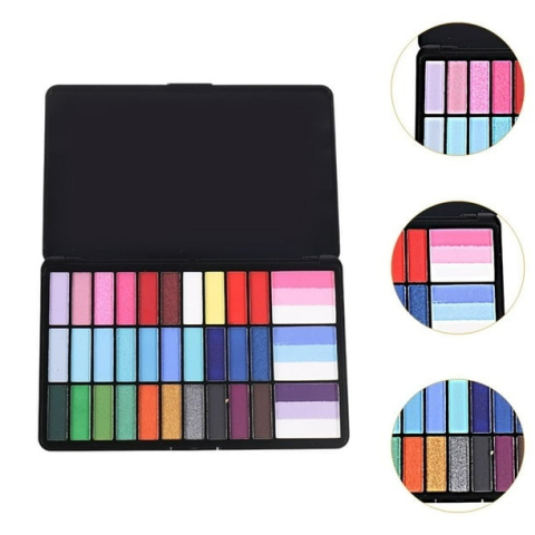 Kit complet face painting cu 39 culori vibrante si pensula pentru aplicare, vopsea pe baza de apa pentru fata si corp, multicolor [1]