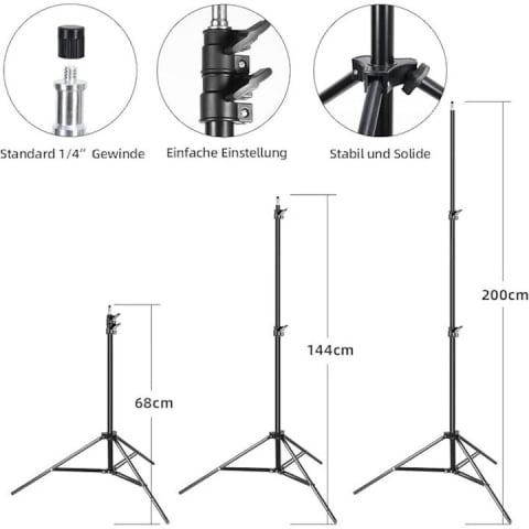 Kit de 3 softboxuri cu macara, 3 trepiezi reglabili 200 cm, 3 becuri LED 105W cu telecomanda si geanta transport [1]