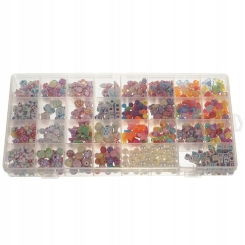 Kit de confectionare bratari, 30 tipuri de margele, 900 piese, rola cu fir, mini brelocuri, foarfeca, 27x13x2.5 cm - Multicolor [3]
