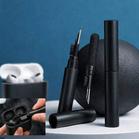 Kit de curatare casti 3 in 1, multifunctional, negru, pentru casti wireless si dispozitive audio [1]