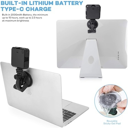 Kit de iluminat pentru videoconferinte, mini panou LED cu ventuza, prindere sigura si usoara [5]