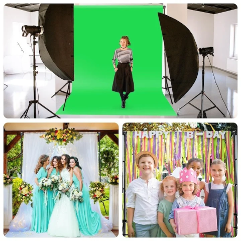 Kit de studio complet 4 trepiezi 200cm, 2 becuri 150w 5500k, 2 becuri led 50w RGB cu telecomanda, 2 softboxuri, 2 umbrele fundal verde si 2 genti de transport [2]