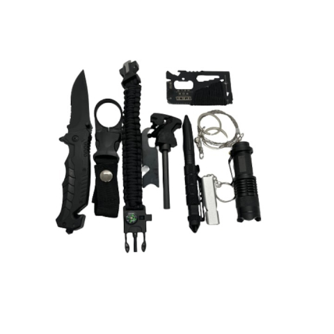 Kit de supravietuire, multifunctional, 9in1, ideal pentru pentru camping, drumetii, 11 x 16.5 x 5 cm, negru [3]